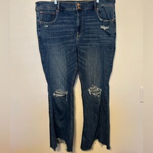 American Eagle super stretch hi rise flared distressed denim jeans